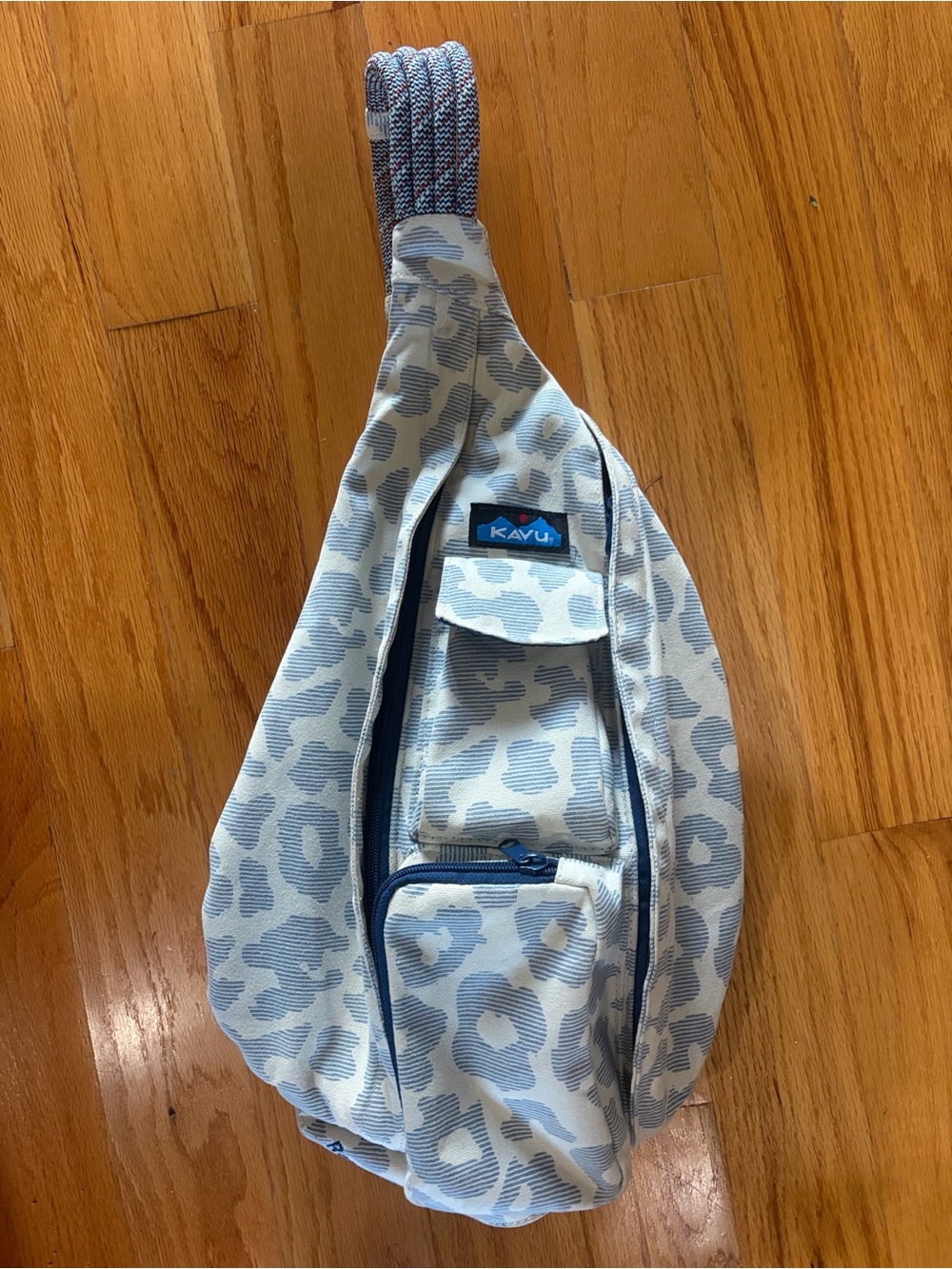 Kavu  Light Blue Leopard Rope Sling Bag